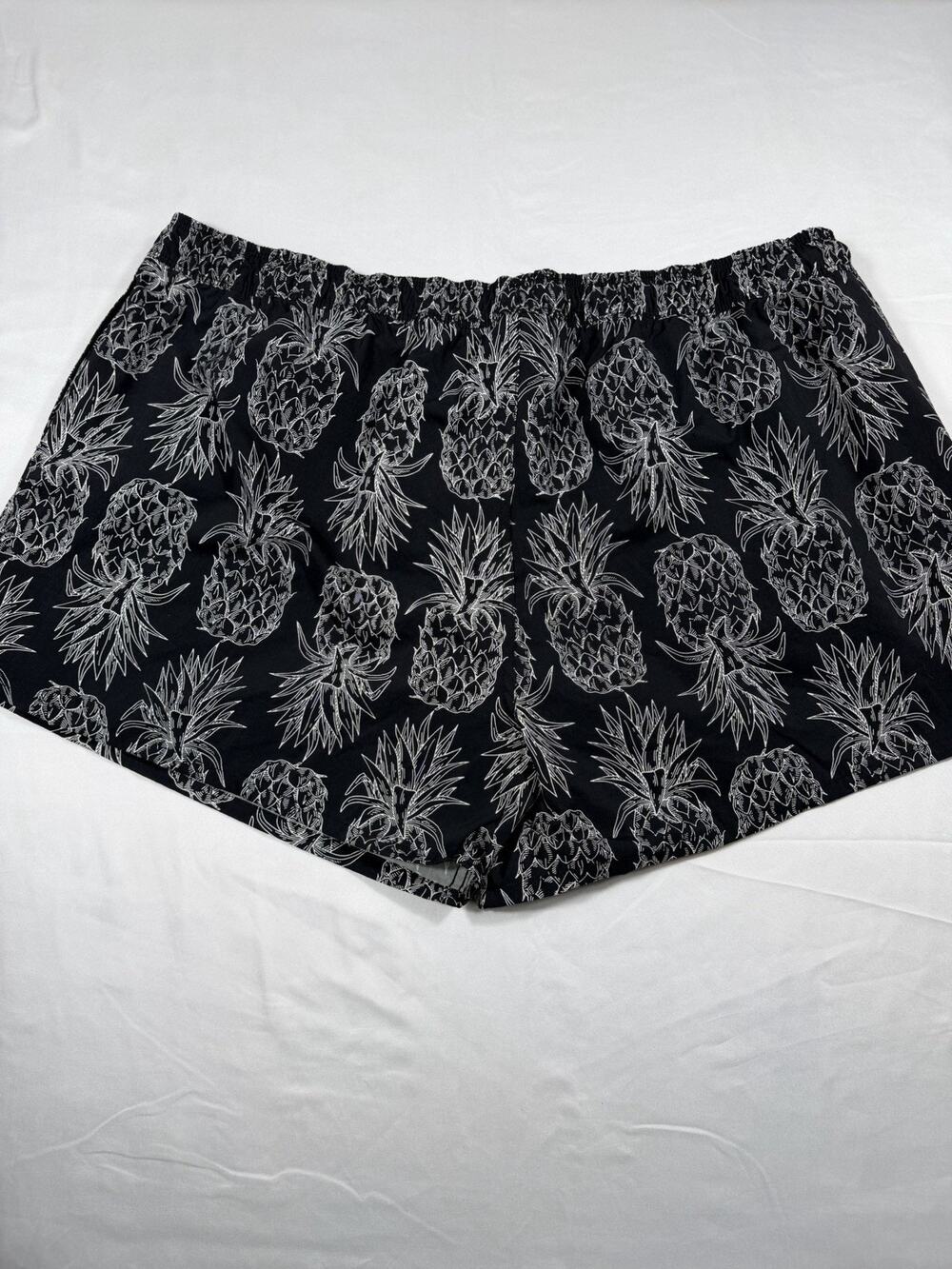 Lauren James Black Pineapple Print Drawstring Shorts Womens 2XL